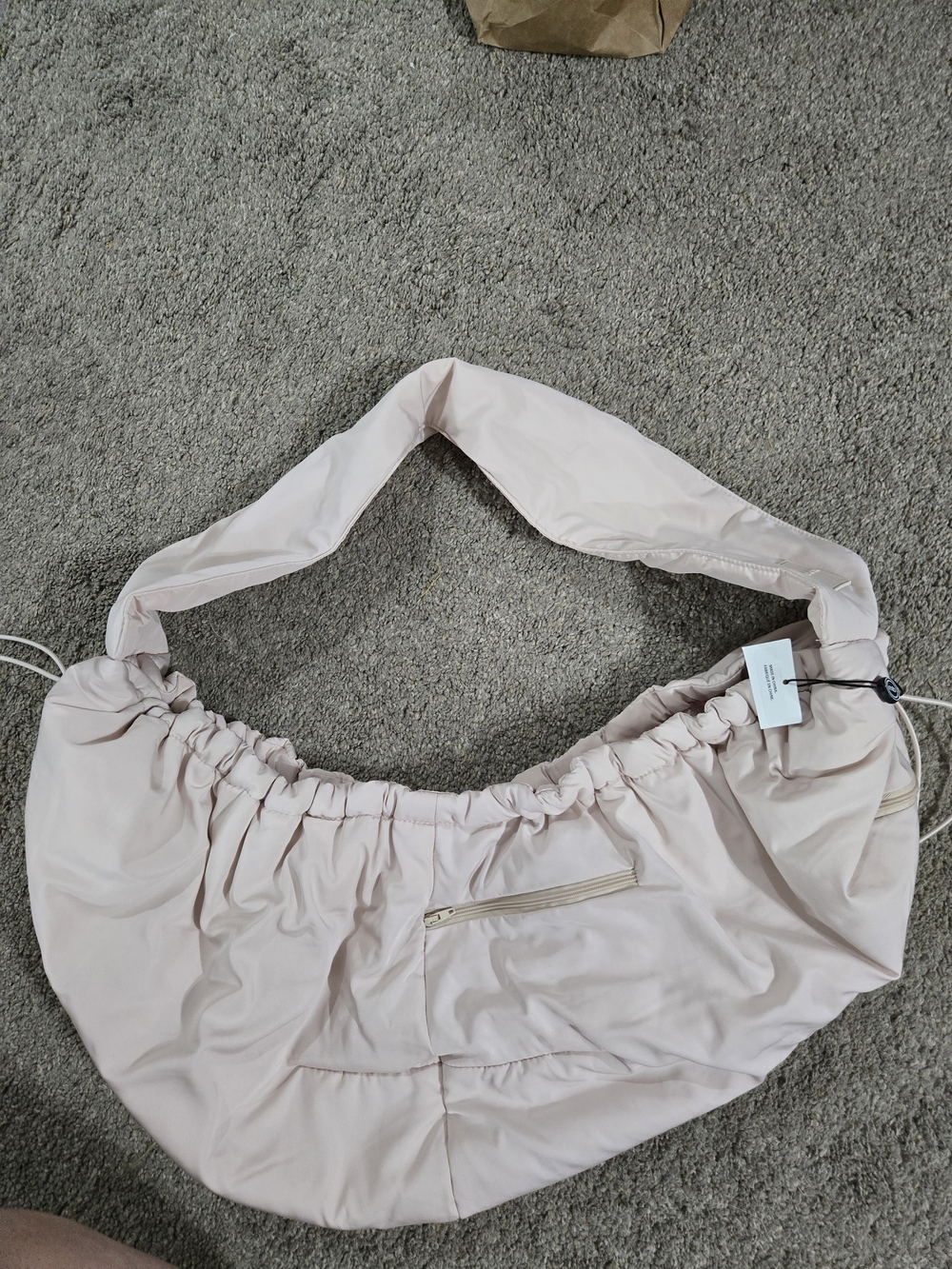 Light Pink Ruched Shoulder Dog Carrier Tote